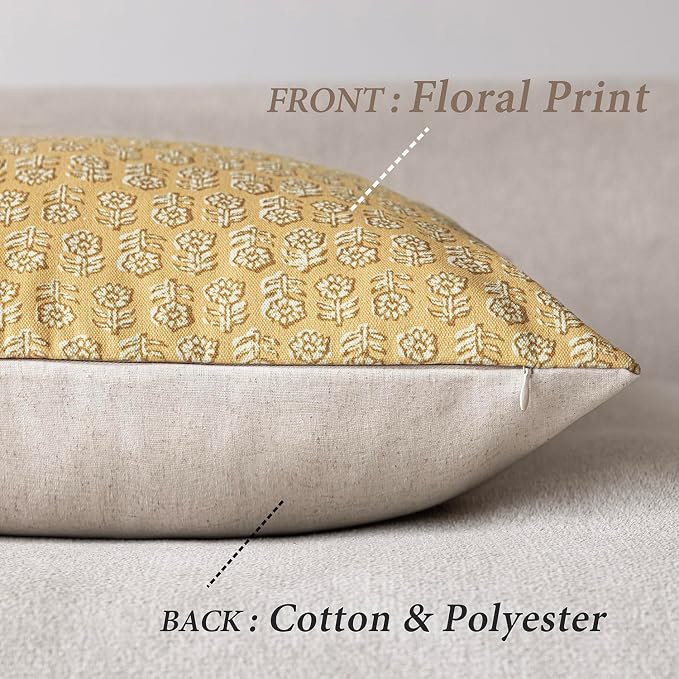 Foindtower Set of 2 Decorative Neutral Floral Print Throw Pillow Covers Vintage - Image 2
