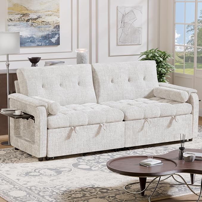 Convertible Sleeper Sofa Bed, 86 Inch Chenille Pull Out Couch - Image 8