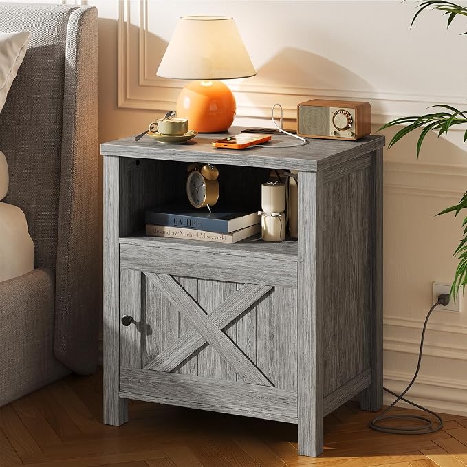 Marsail Farmhouse Nightstand, Wood Bedside Table - Image 8