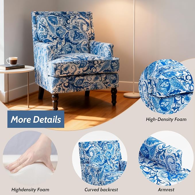 Mid Century Modern Accent Chair, Upholstered Comfortable Living Room - Image 9