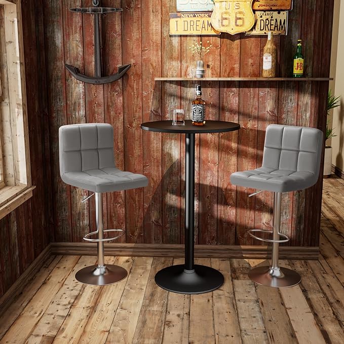 Homall Bar Stools Modern Velvet Adjustable Swivel Barstools, Armless Hydraulic - Image 2