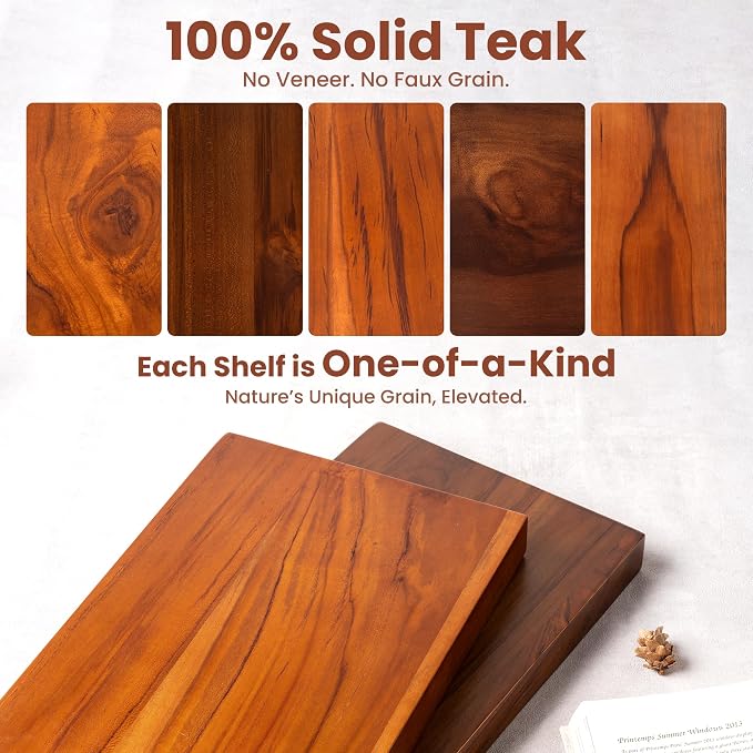 36 Inch Teak Floating Shelves Set of 2 - Image 5