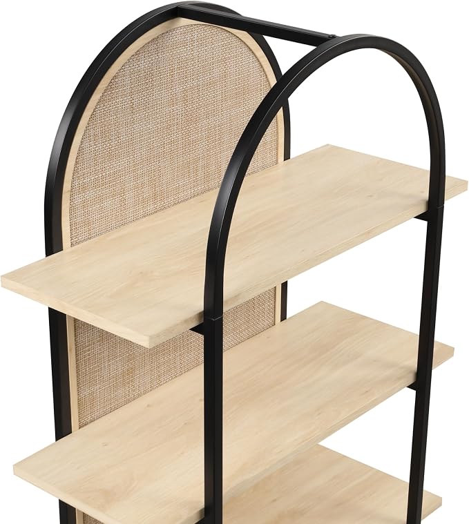 Nathan James Amara Bohemian 5-Shelf Etagere Bookcase, Rattan Open Bookshelf - Image 7