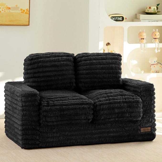 MAXYOYO Extra Wide Kids Bean Bag Chair, Comfy Faux Fur Bean Bag Sofa by MAXYOYO