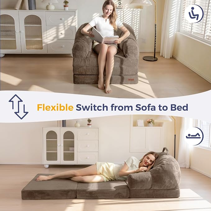 MAXYOYO Folding Sofa Bed with Backrest, Boneless Fold Out Couch Bed with Handle - Image 3