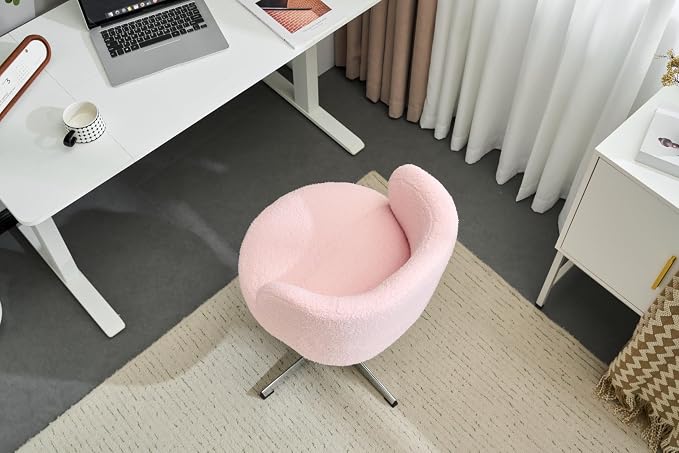 VINGLI Cute Small Swivel Desk Chair Comfy no Wheels, Ergonomic Low-Back Lumbar - Image 4