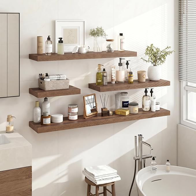 Acovy 55 Inch Floating Shelves, Wooden Shelves - Image 2