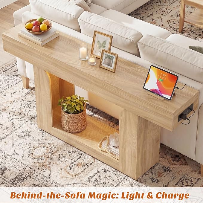 Homieasy Console Table, Farmhouse Wooden Sofa Table Behind Couch, Narrow - Image 5
