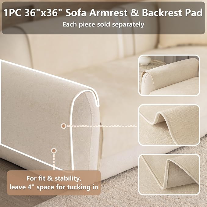 Premium Chenille Sofa Cushion Covers，Upgraded Anti-Slip Sectional Couch - Image 2
