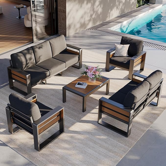Aoxun Aluminum Patio Furniture Set, 7 Seats Luxury Metal Patio Furniture - Image 10