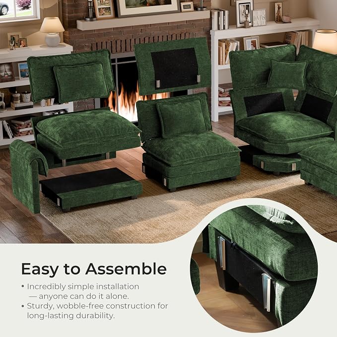 ELUCHANG 114" Oversized V-Shaped Cloud Couch Modular Sectional Sofa - Image 9