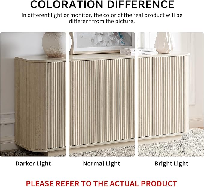 LKTART 64" Buffet Cabinet with Storage, Modern Fluted Accent Sideboard Media - Image 8
