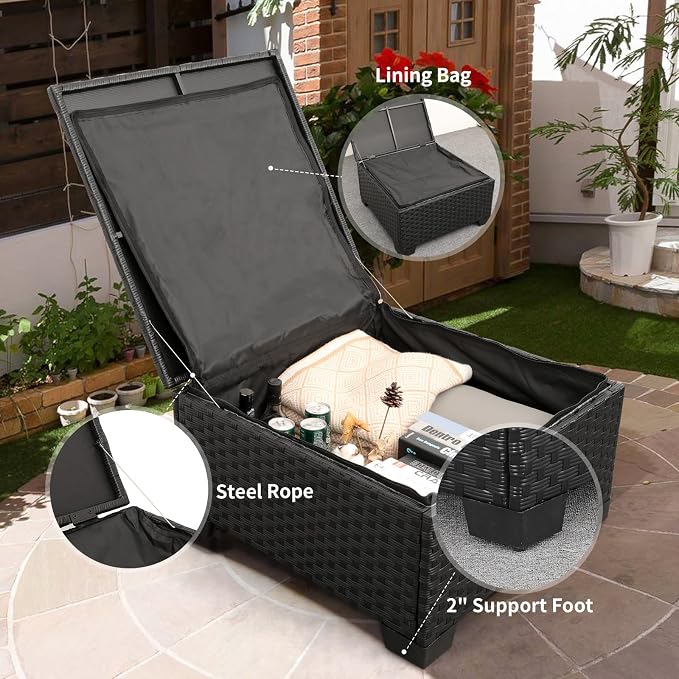 3 Pieces Patio Furniture Set Outdoor Sectional Wicker Patio Furniture Patio - Image 5