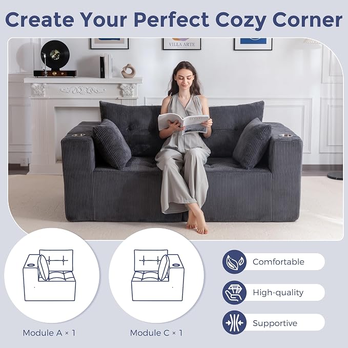 MAXYOYO Modular Sectional Sofa Couch, Loveseat Boneless Cloud Couch - Image 5