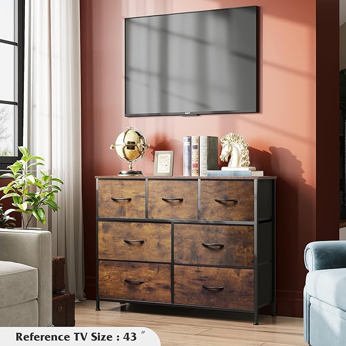 WLIVE 7 Drawer Dresser TV Stand, Entertainment Center, Media Console Table - Image 2