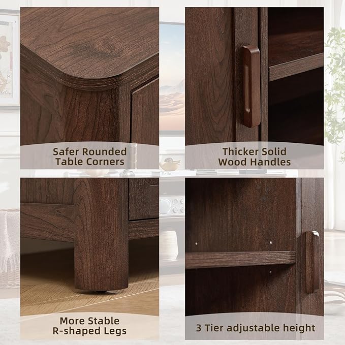 Joaxswe Farmhouse 55" Entertainment Center, Walnut Tv Stand - Image 6