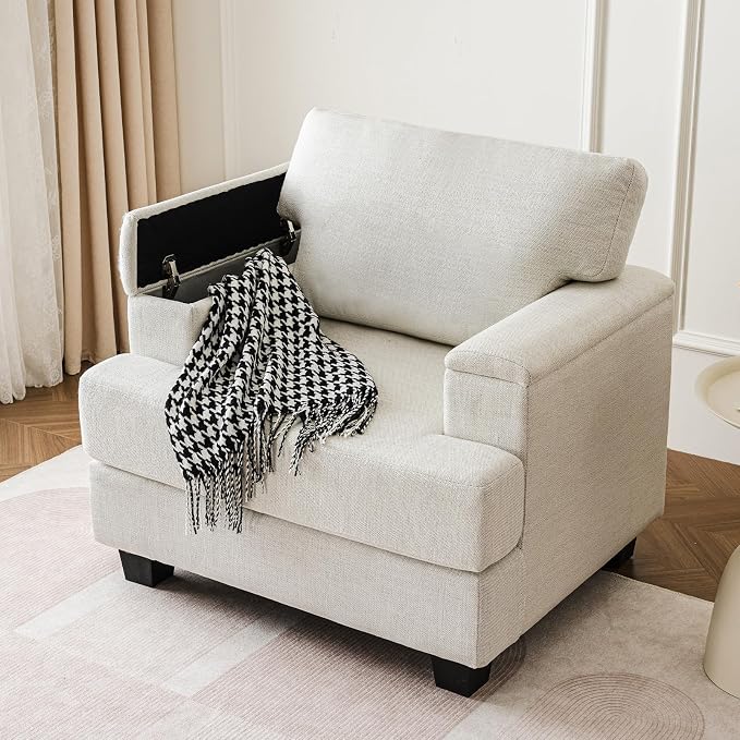 Oversized Accent Chair with Armrest Organizer, Comfy Living Room Chairs with by Fryruwa