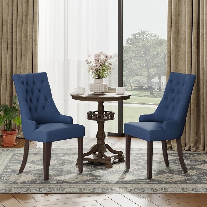 COLAMY Fabric Side Dining Chairs Set of 4, Wingback Upholstered Dining Room - Image 8