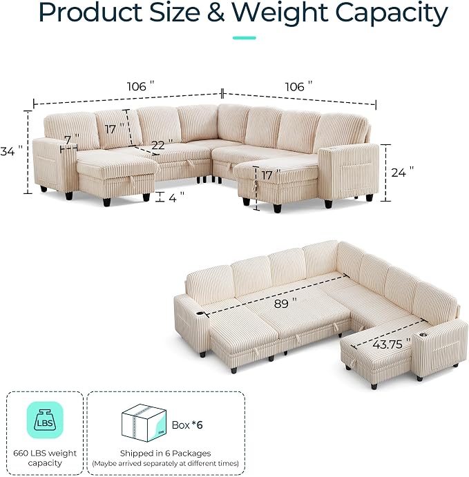 LINSY HOME Sectional Sleeper Sofa - Image 2