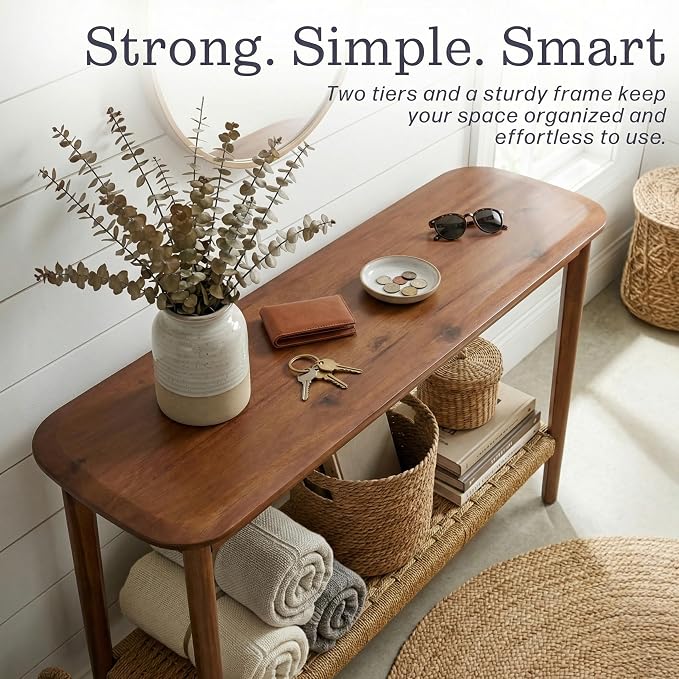 Alaterre Furniture Calais 48 Inch Solid Wood Entryway Table - Image 5