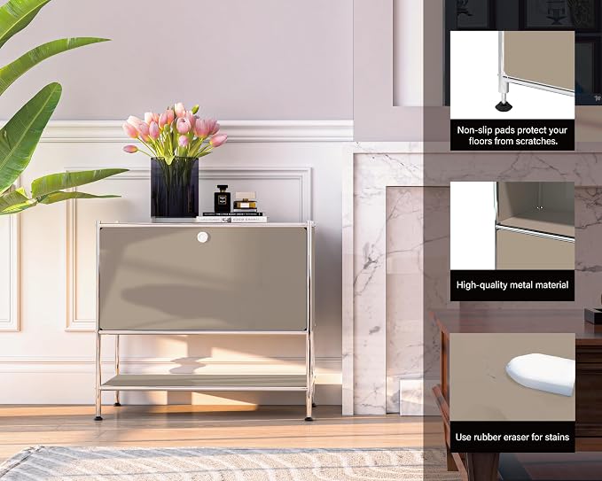 Metal Sidetable with Flap Door, 27.5" Height - Image 4