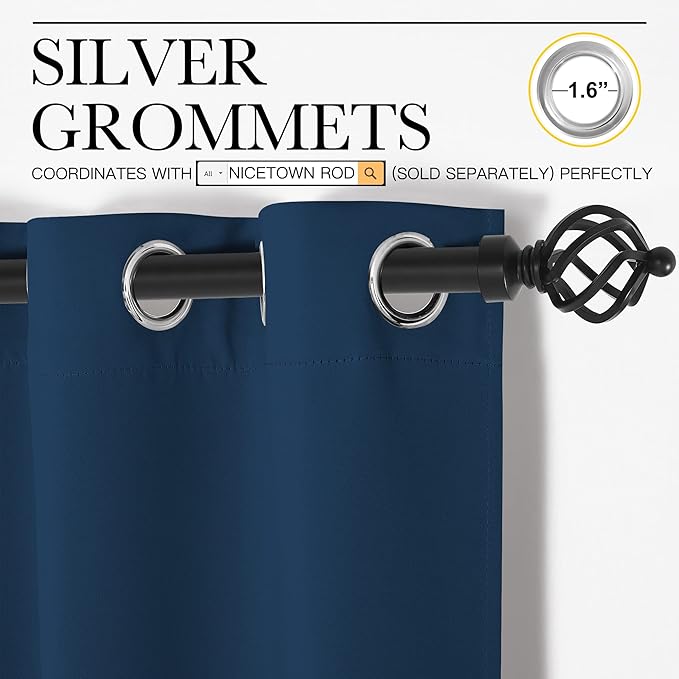 NICETOWN Bedroom Curtains Blackout Drapery Panels, 2 Panels, 42 x 54 Inch - Image 2