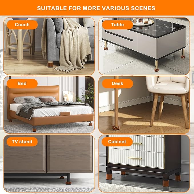 shouwuhho 24 Pack Furniture Risers Adjustable Bed Risers Heavy Duty Lifts - Image 6