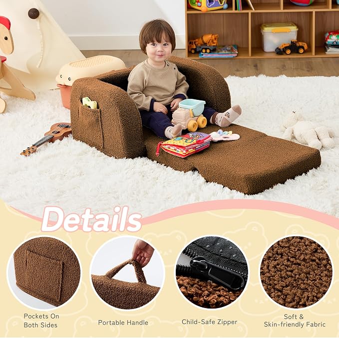 Toddler Couch, 2-in-1 Toddler Chairs Comfy 1-3 Years Old, Toddler Chair - Image 4