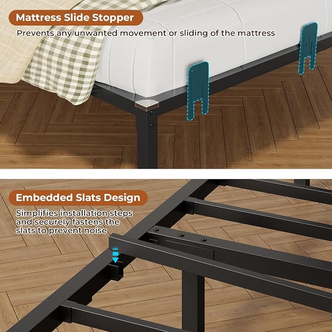 DICTAC Corner Bed Frame with 2 Storage Drawers and Charging Station Twin XL - Image 8