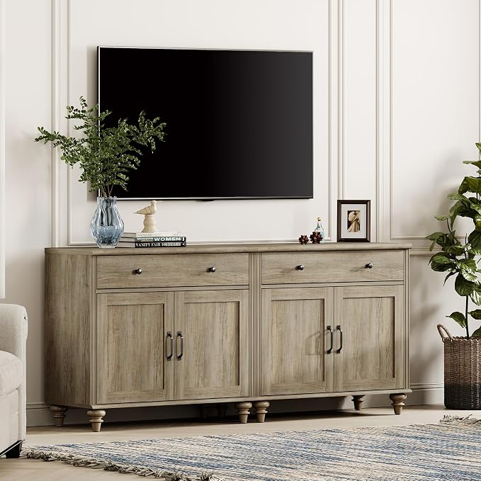 WAMPAT Farmhouse TV Stand for 75 inch TV - Image 2
