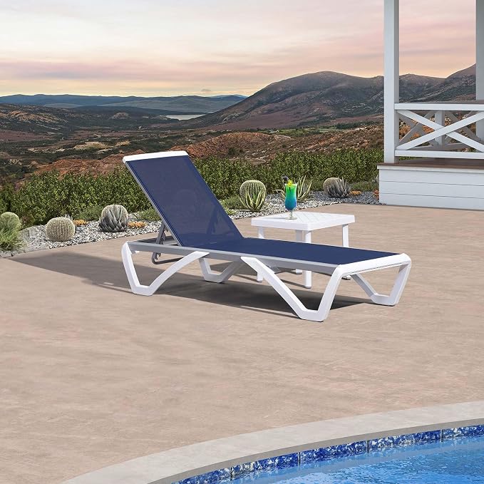 PURPLE LEAF Patio Chaise Lounge Chair Set Outside Aluminum Plastic Stackable - Image 3