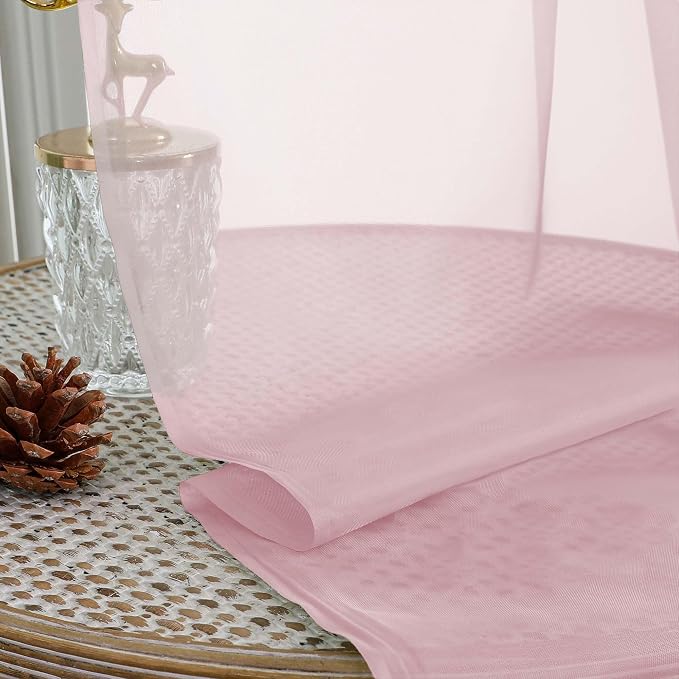 Blush Sheer Curtains 84 Inches Long 2 Panels Set - Image 5