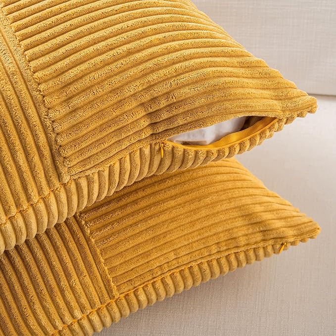 Fancy Homi 2 Packs Gold Yellow Lumbar Decorative Throw Pillow Covers 12x24 Inch - Image 4