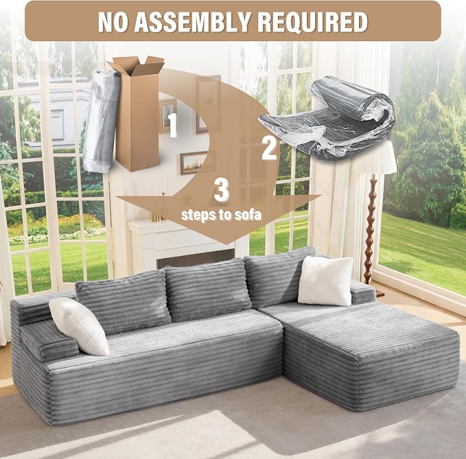 Hobestluk Modular Sectional Sofa Couches L-Shape Couch 3 Seat Modular Sofa - Image 7