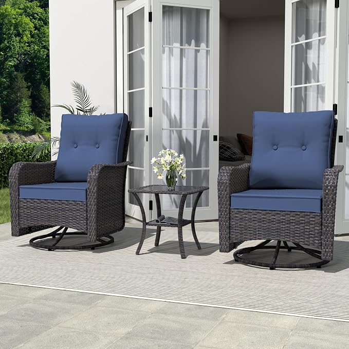 ALAULM Outdoor Swivel Rocking Chairs Set of 2 by ALAULM
