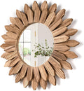 Honiway Wall Mirror Decorative 12 inch Rustic Wood Mirror Sunburst Boho Mirror by Honiway