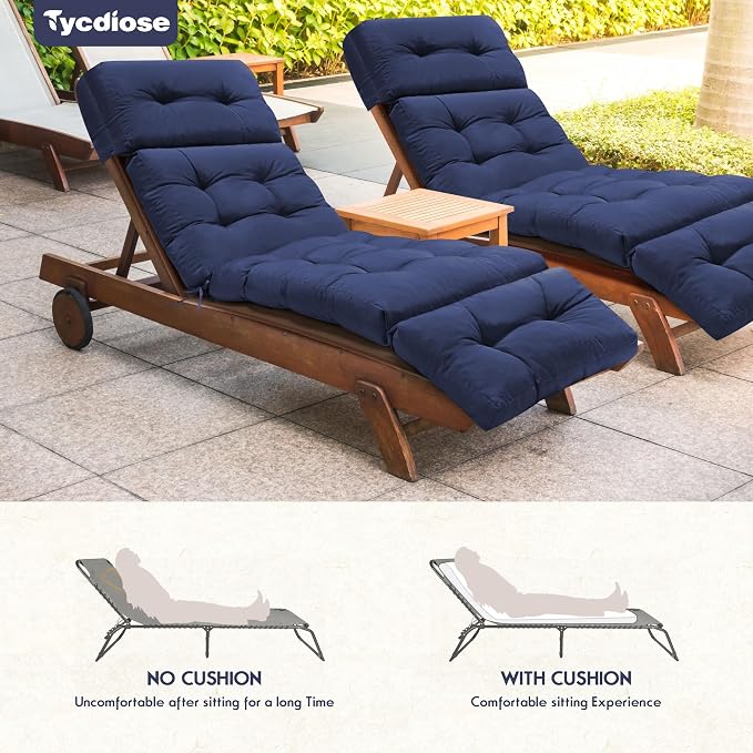Chaise Lounge Cushions Outdoor Set of 2, 74.4 x 22 x 4.7 Inches Thickened - Image 6