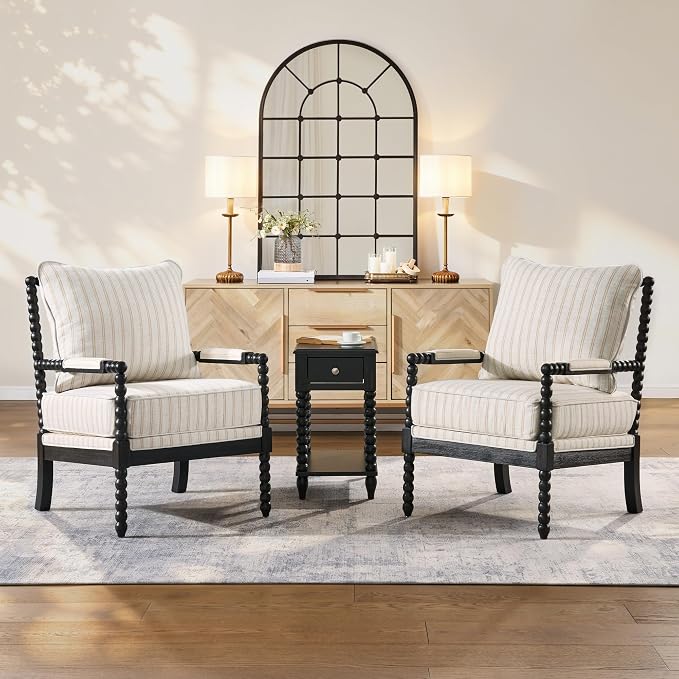 DUHOME Linen Fabric Spindle Accent Chair - Image 9