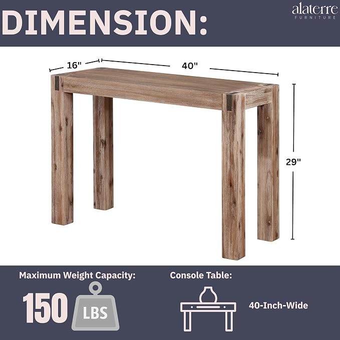 Alaterre Furniture Woodstock 40-Inch Console Table – Modern Farmhouse Entryway - Image 3
