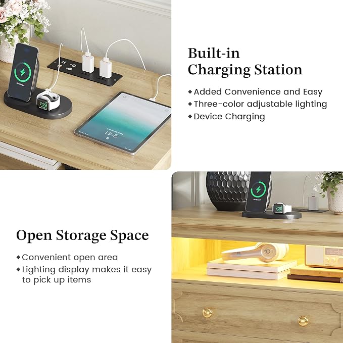 FREDEES 28'' Large Nightstands Set of 2, Smart Bedside Tables - Image 8