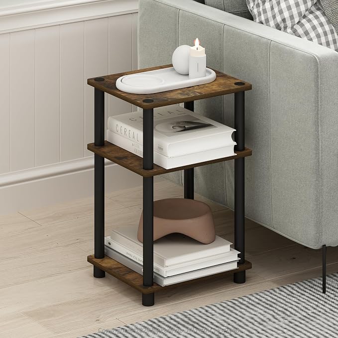 Furinno JUST Side Table, 3-Tier End Table, Open Shelves Night Stand, Bedside - Image 2