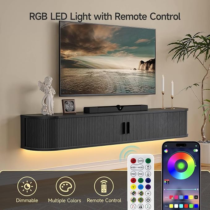 63" Floating TV Stand with Power Outlet - Image 8