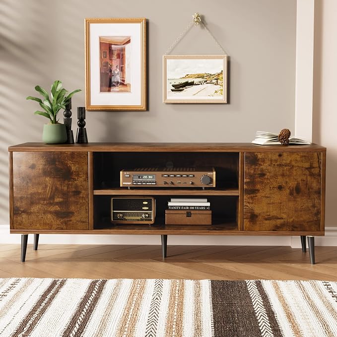 JUMMICO TV Stand for 65 Inch TV, Mid Century Modern TV Stand, Entertainment by JUMMICO