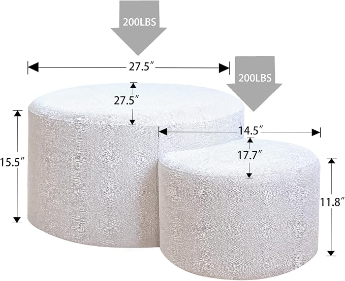 Upholstered Round Nesting Coffee Tables Set of 2 - Image 2