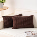 Pack of 2 Corduroy Decorative Throw Pillow Covers 12x24 Inch Soft Striped by Unknown