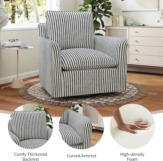 INZOY Swivel Accent Chair Set of 2, Upholstered Square Chair, Swivel Barrel - Image 3