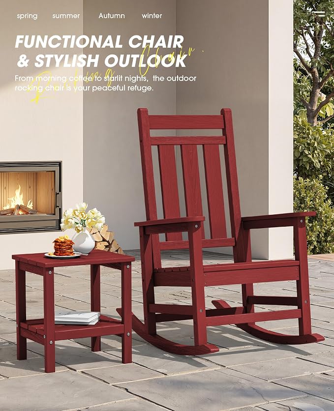 KINGYES Oversized Outdoor Rocking Chair Set of 4, All-Weather Patio Rocking - Image 9