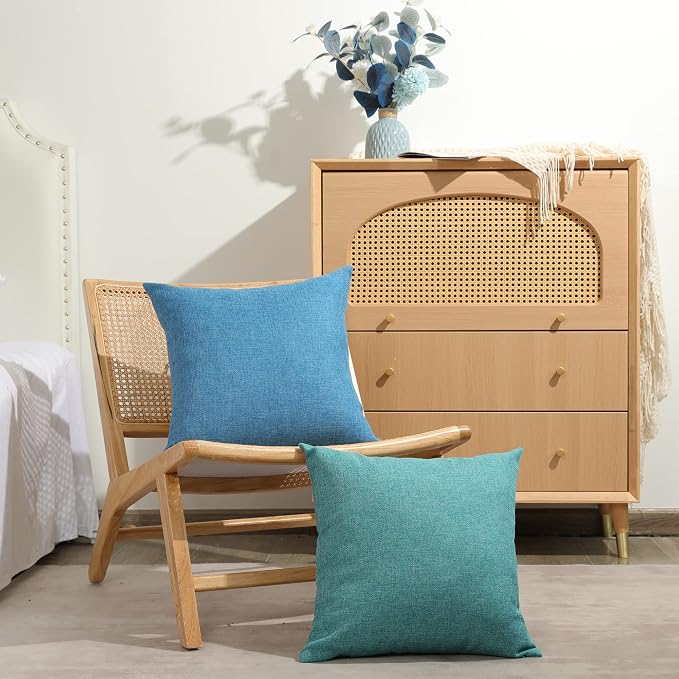 Stellhome Pack of 2 Linen Throw Pillow Covers Solid Fall Decorative Cushion - Image 6