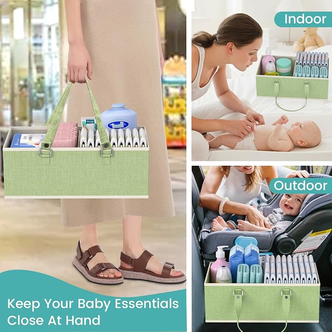 2in1 Baby Diaper Caddy Organizer Cart, 3-Tier Rolling Cart, Metal Diaper Caddy - Image 5