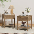 Rattan Nightstand Set of 2, Natural Style Night Stand by MILEFA